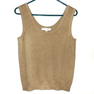 St. John Santana Knit Metalic Gold Tank Top Vintage Shell Small